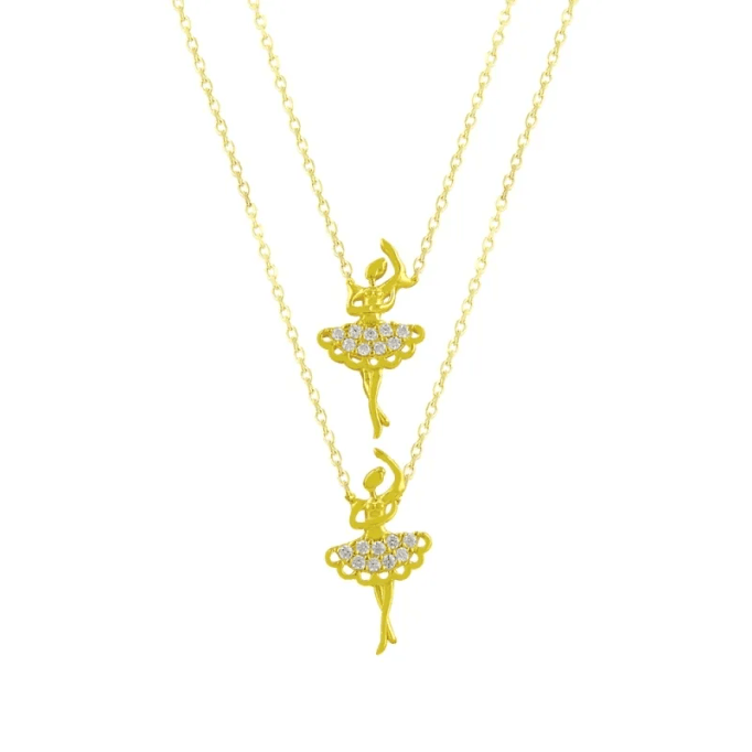 İki Balerin  Kız Altın Kolye
