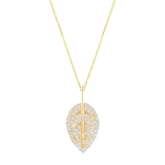 Yaprak Taşlı Altın Kolye