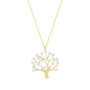 Hayat Ağacı Taşlı Altın Kolye