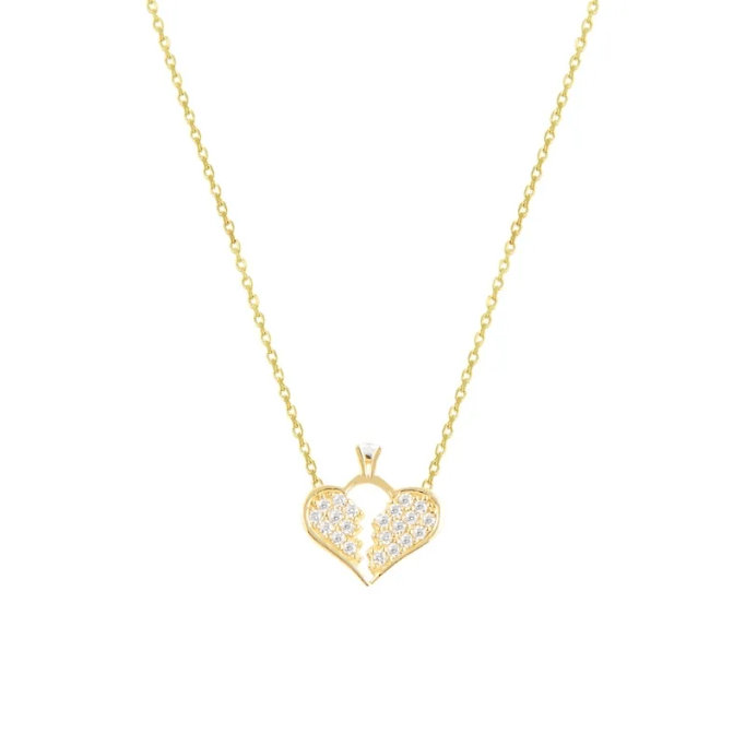 Tektaşlı Kalbimin Yarısı Altın Kolye