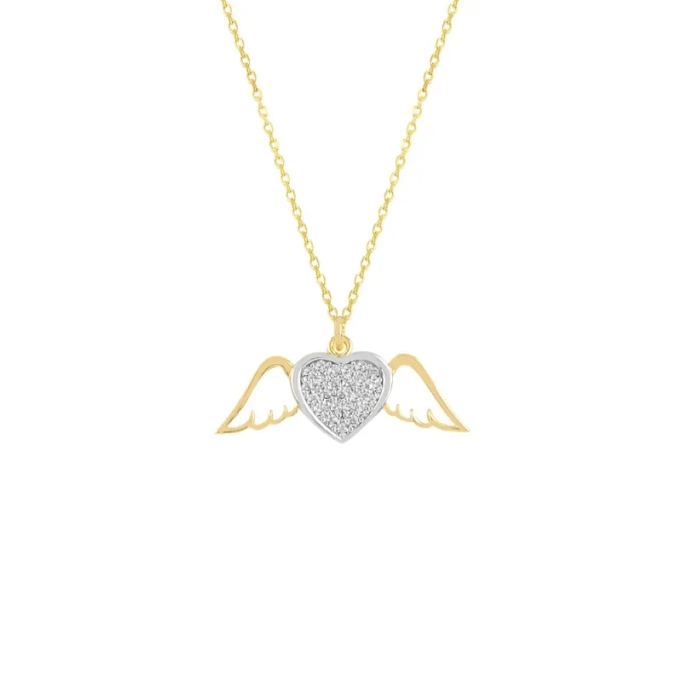 Melek Kanatlı Taşlı Kalp