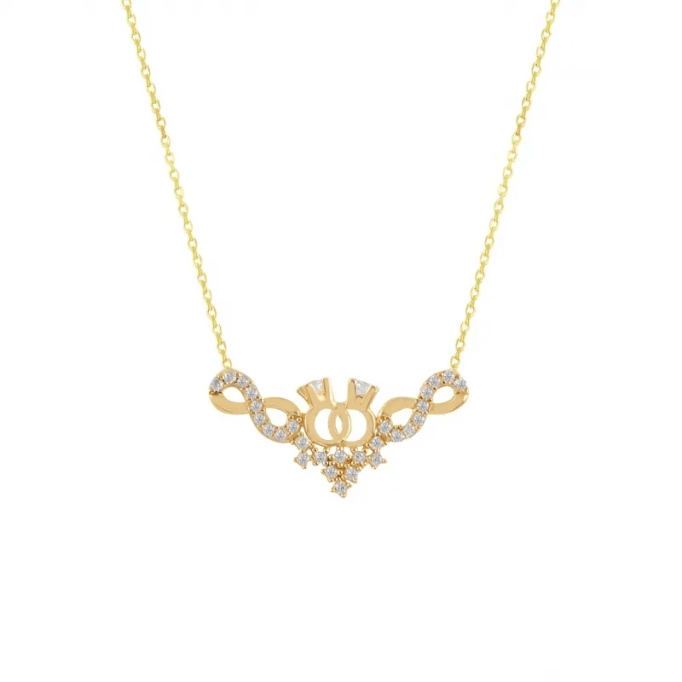 Sonsuzluk İçinde Yüzük Altın Kolye