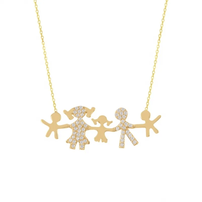 Elele 3 Çocuklu Aile Kolyesi