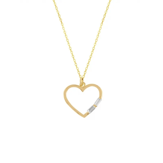 Baget Taşlı Kalpli Kolye