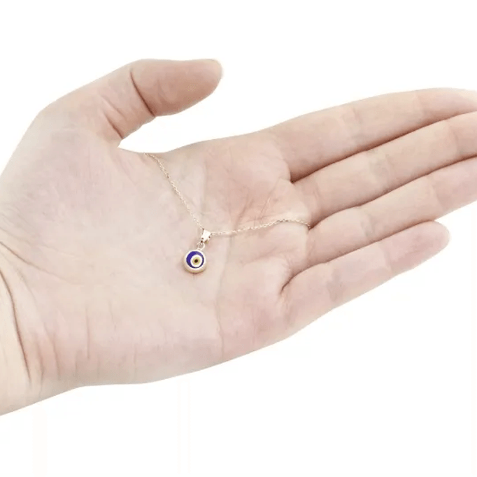 Minik Nazar Boncuklu Mineli Altın Kolye