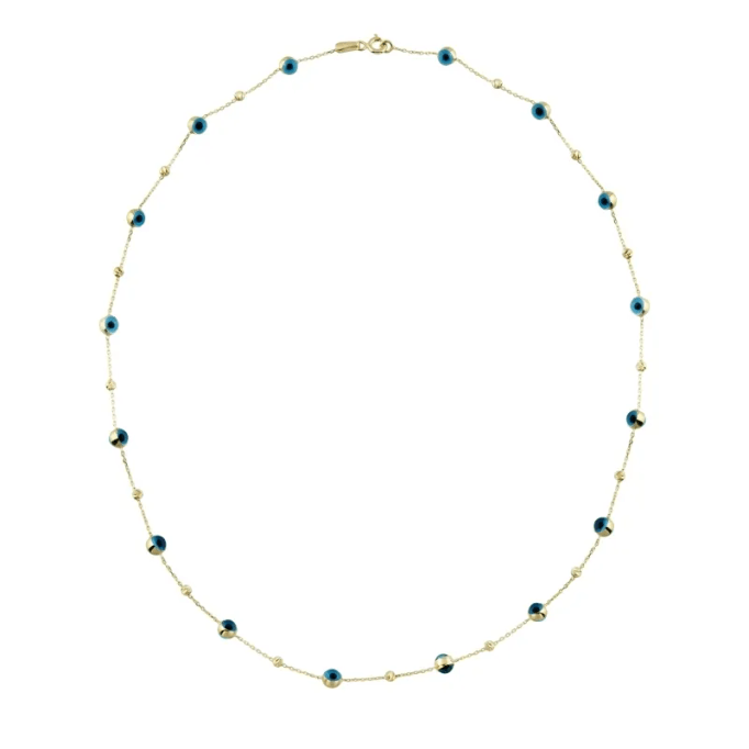 Mavi Boncuklu Altın Kolye