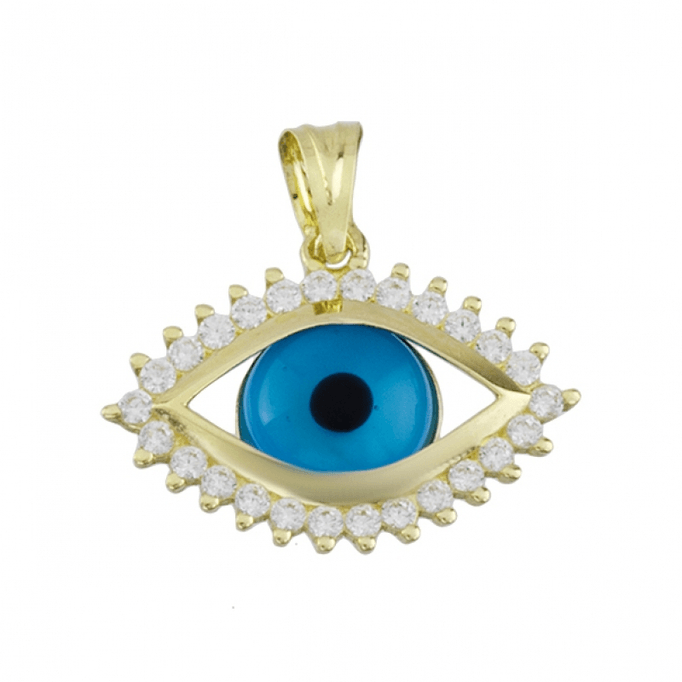 Taş Kirpikli Altın Göz Kolye