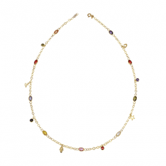 Renkli Oval Taşlı Şans Kolyesi