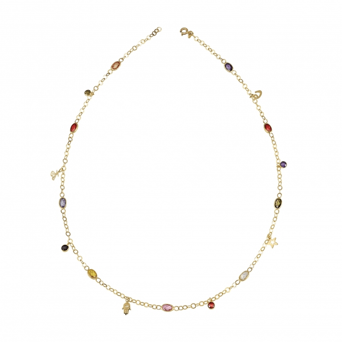 Renkli Oval Taşlı Şans Kolyesi