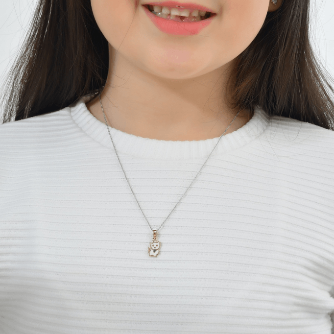 Beyaz Kedi Çocuk Altın Kolye