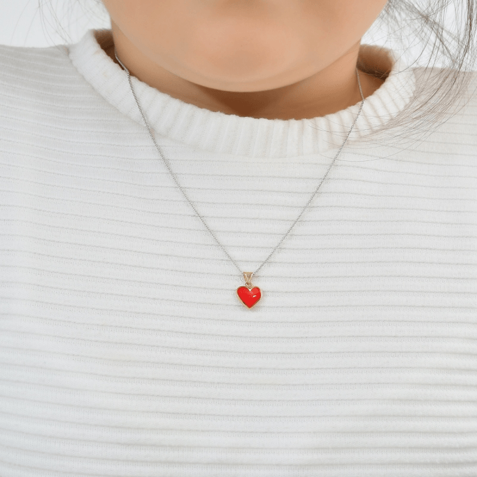 Kırmızı Kalp Çocuk Altın Kolye
