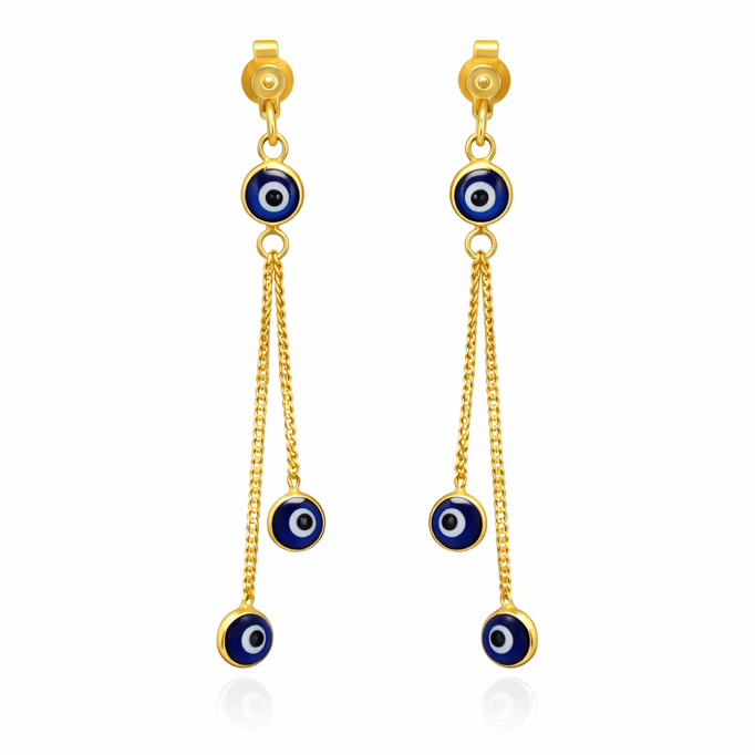 İki Sallanan Nazar Boncuklu Küpe