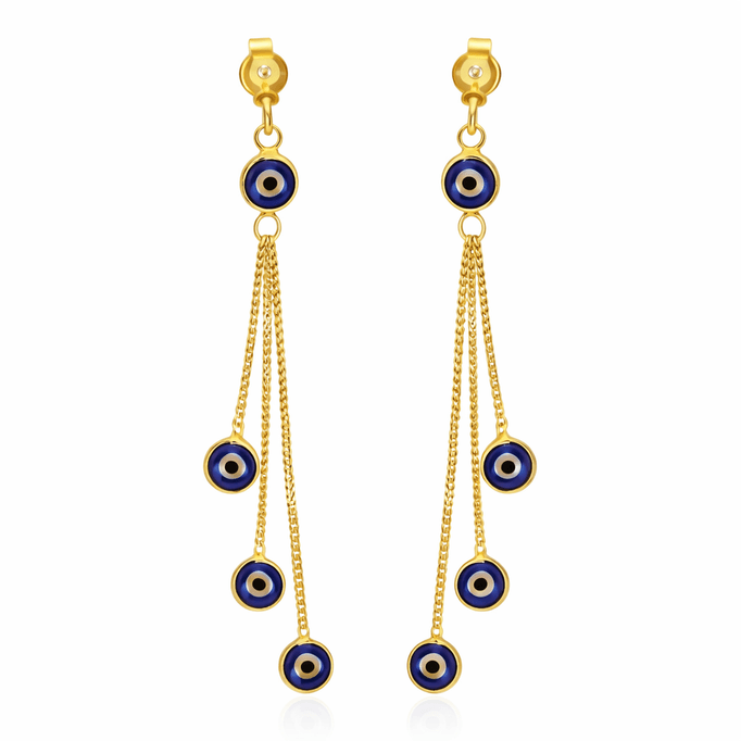 Üç Zincirli Altın Küpe