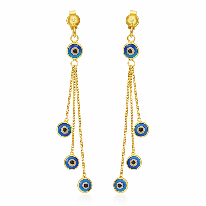 Turkuaz Boncuklu Altın Küpe