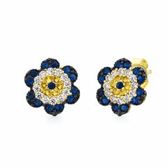 Göz Boncuklu Taşlı Küpe