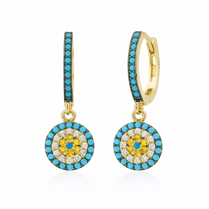 Mavi Boncuklu Sallantılı Küpe