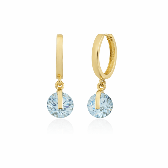 Renkli Taşlı Küpe Açık Mavi