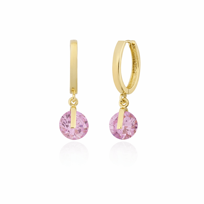 Renkli Taşlı Küpe Pembe