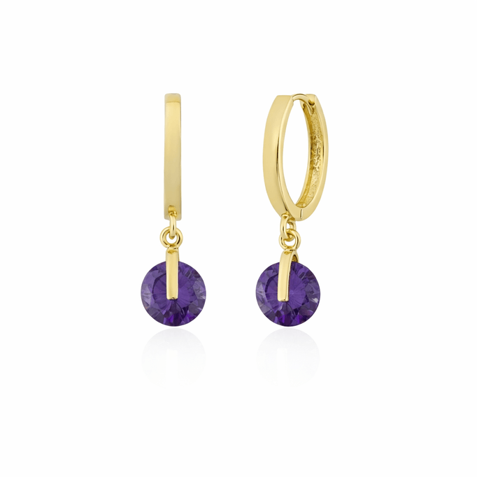 Renkli Taşlı Küpe Mor