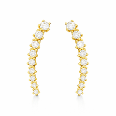 Sıra Taşlı Yeşil Altın Küpe