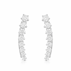 Sıra Taşlı Beyaz Altın Küpe