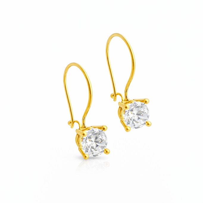 4 Tırnaklı Tektaş Altın Küpe