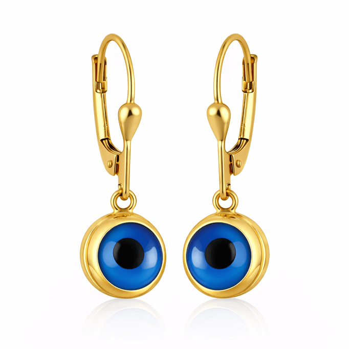 Göz Boncuklu Sallantılı Altın Küpe