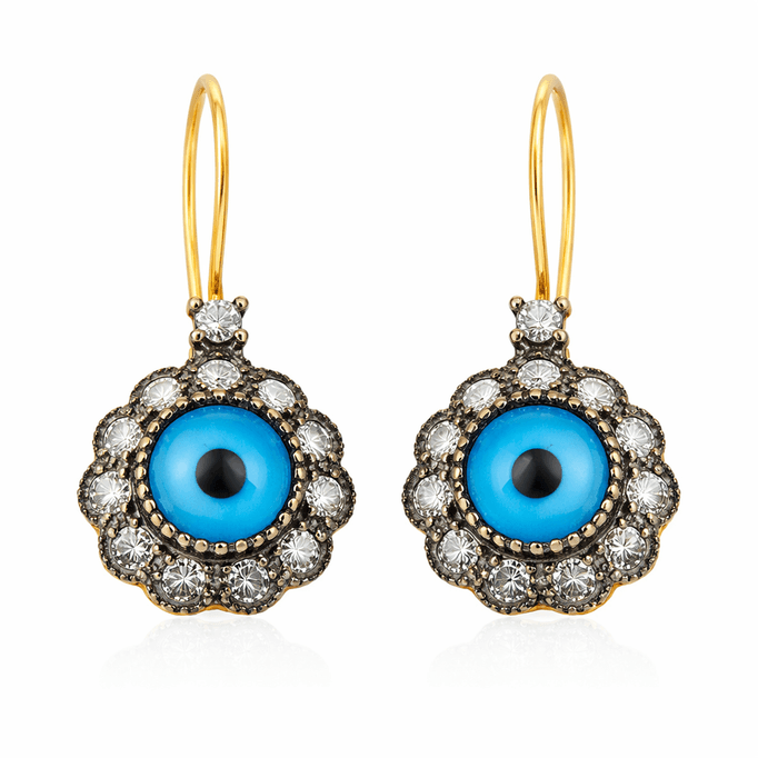 Çiçek Motifli Roz Altın Küpe