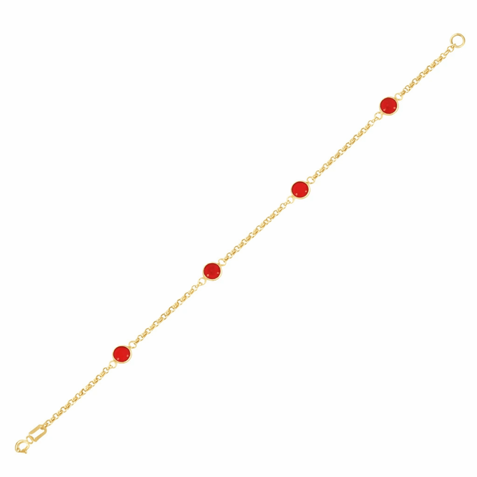 Kırmızı Taşlı Altın Bileklik
