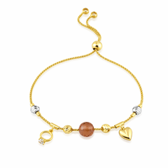 Doğal Taş Şans Bilekliği Tektaş Kalp