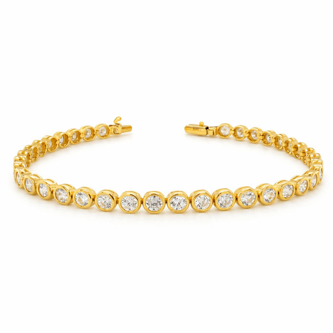 Su Yolu Altın Bileklik Yuvarlak Swarovski