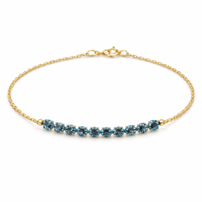 Su Yolu Altın Mavi Taşlı Bileklik