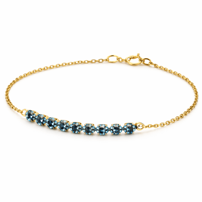 Su Yolu Altın Mavi Taşlı Bileklik