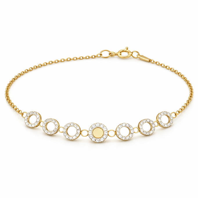 Su Yolu Altın Bileklik Halka Motifli