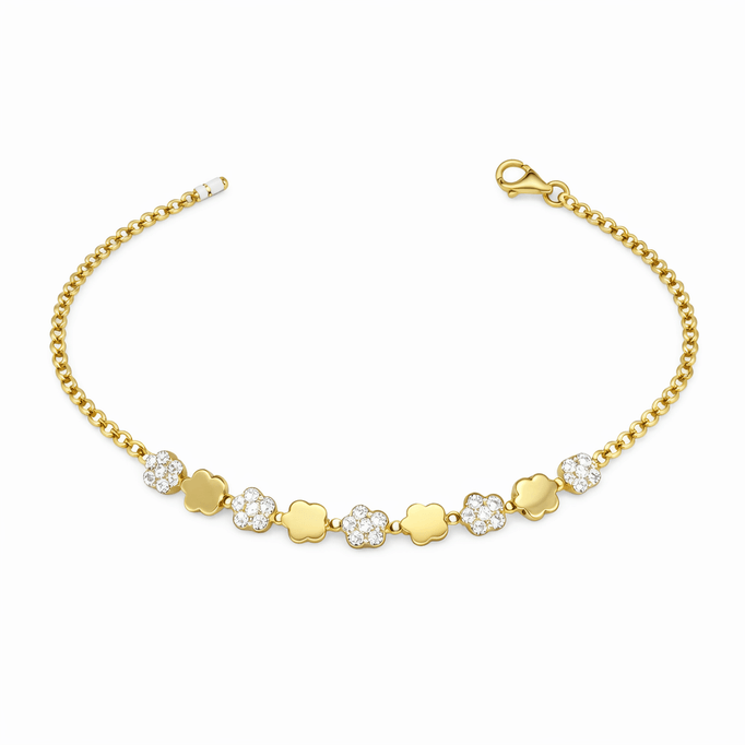 Su Yolu Altın Bileklik Çiçekli