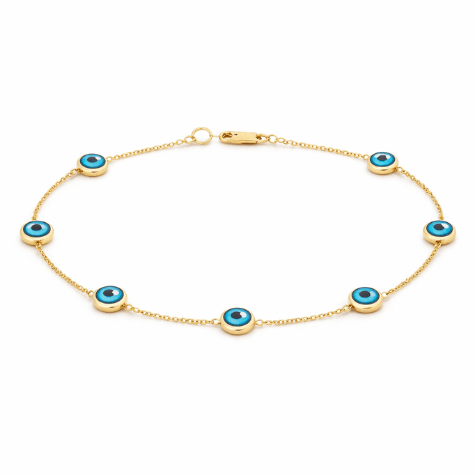 Mavi Boncuklu Altın Bileklik