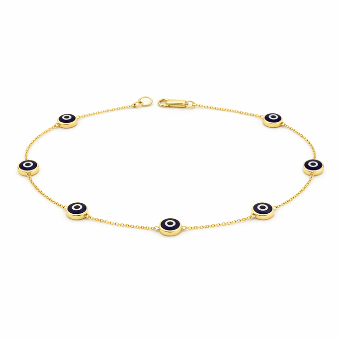 Tek Sıra Boncuklu Altın Bileklik