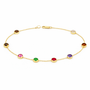 Tek Sıra Renkli Boncuklu Altın Bileklik
