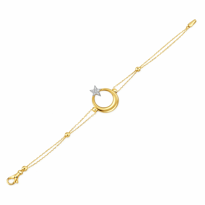 Ay Yıldız Taşlı Altın Bileklik