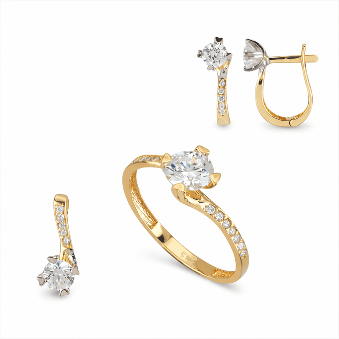 Kalp Tırnaklı Üçlü Tektaş Set