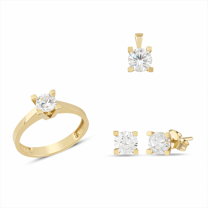 Tektaş Swarovski Top Küpeli Takım