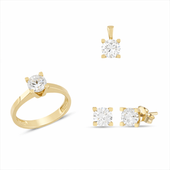 Swarovski Tektaş Top Küpeli Takım