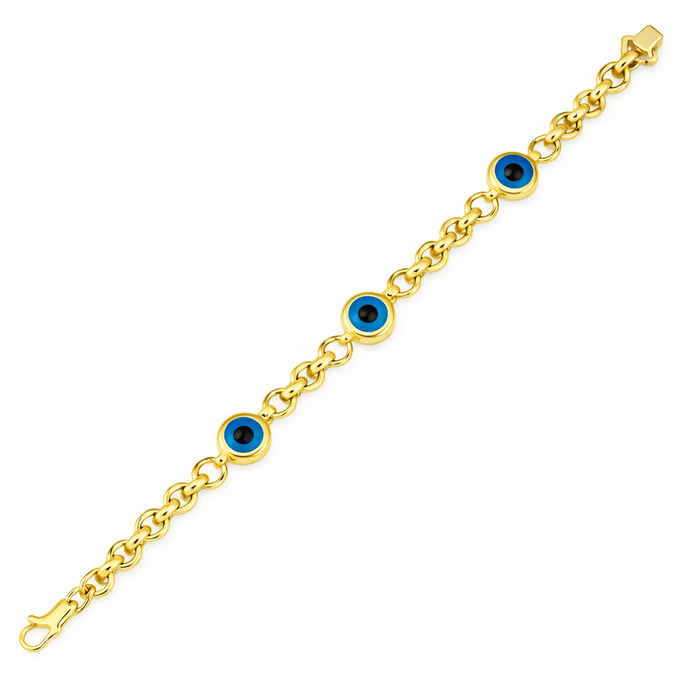 Nazar Boncuklu Kalın Altın Bileklik