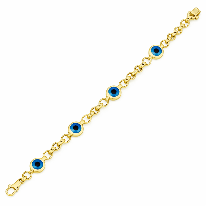 Dört Boncuklu Kalın Altın Bileklik