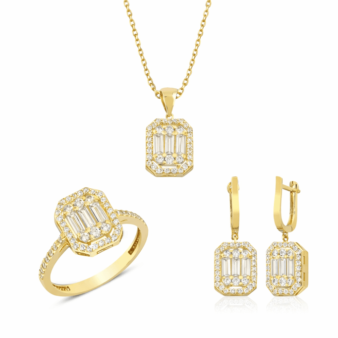 Taşlı Altın Baget Takım