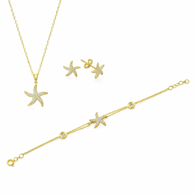 Deniz Yıldızı Figürlü Altın Takım