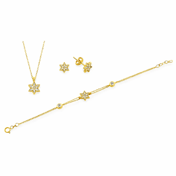 Altın Çiçek Motifli Mini Set