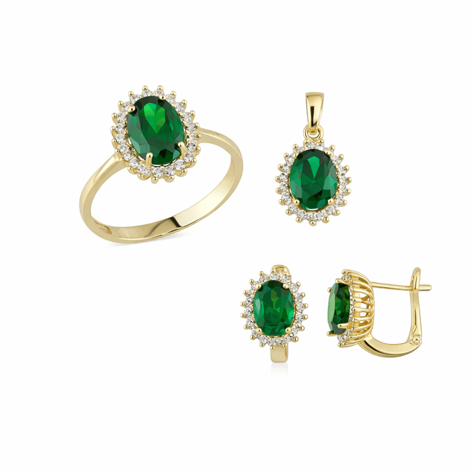 Altın Üçlü Takım Yeşil Yuvarlak
