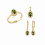 Altın Yeşil Oval Taşlı Üçlü Takım