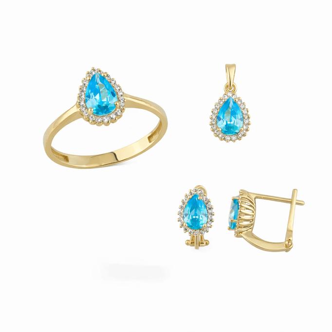 Altın Mavi Damla Üçlü Takım